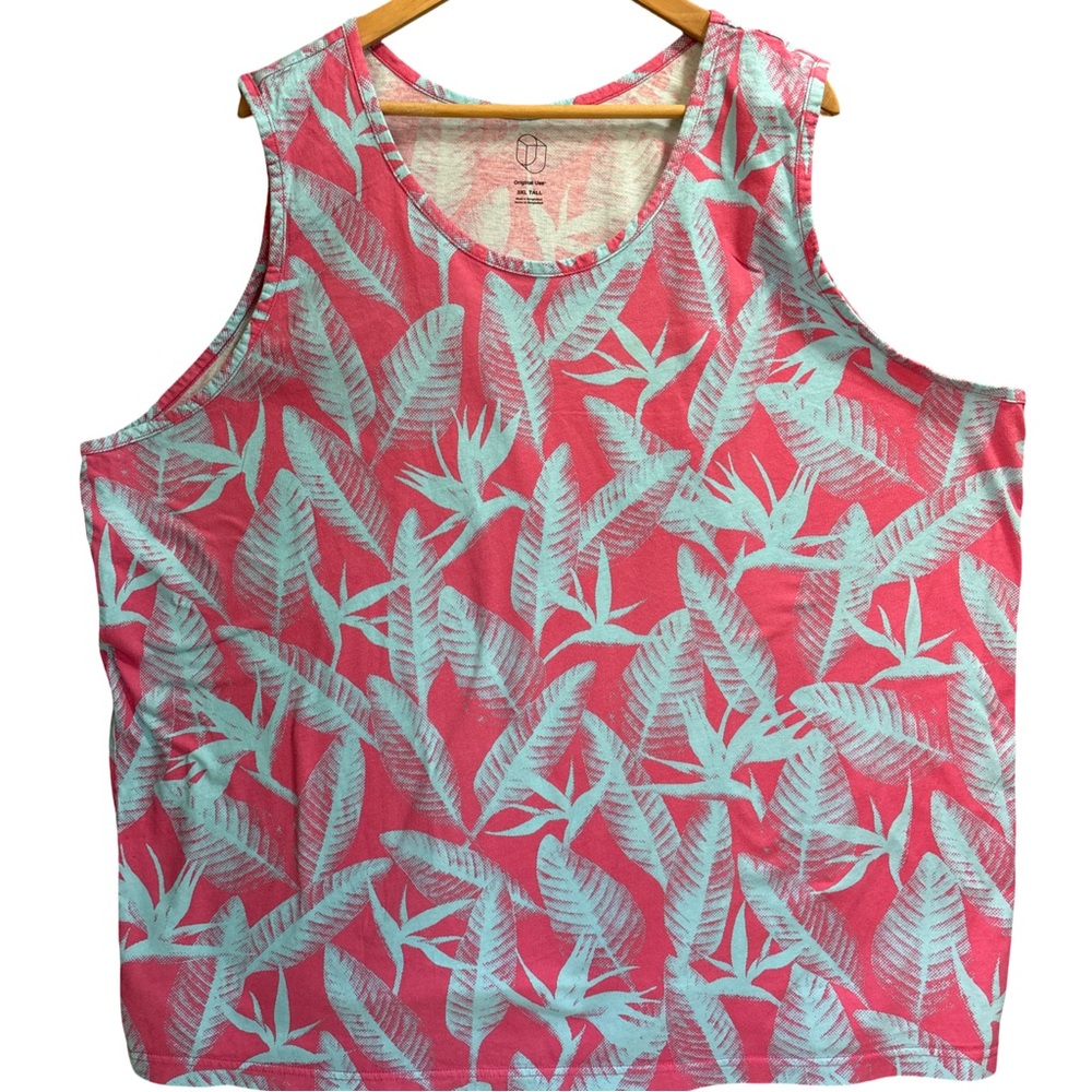 Original Use Leaf Pattern Sleeveless Cotton Tank Top 3XL Tall